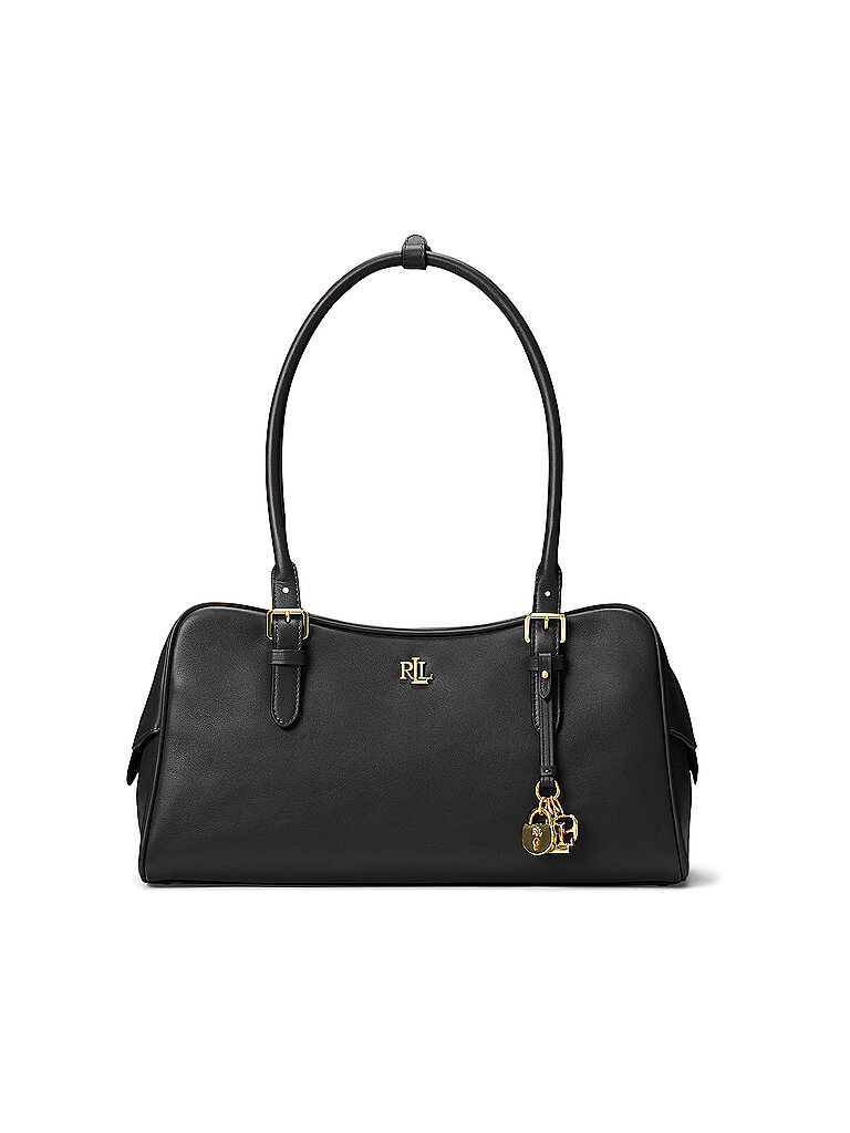 Ralph Lauren Mercy Large Leather Shoulder Bag Black 7